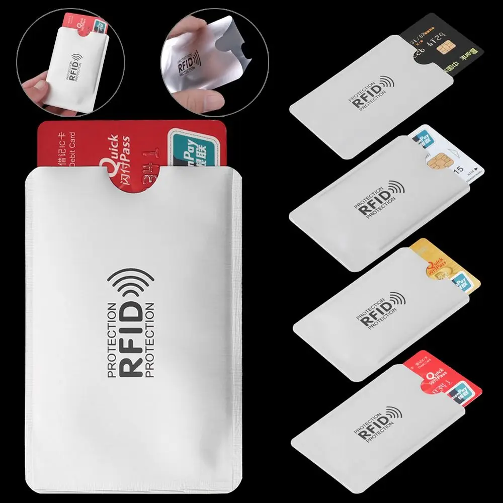 Porta carte RFID antifurto da 5 pezzi Blocco lettore in alluminio colorato Proteggi la custodia Custodia protettiva per passaporto di sicurezza