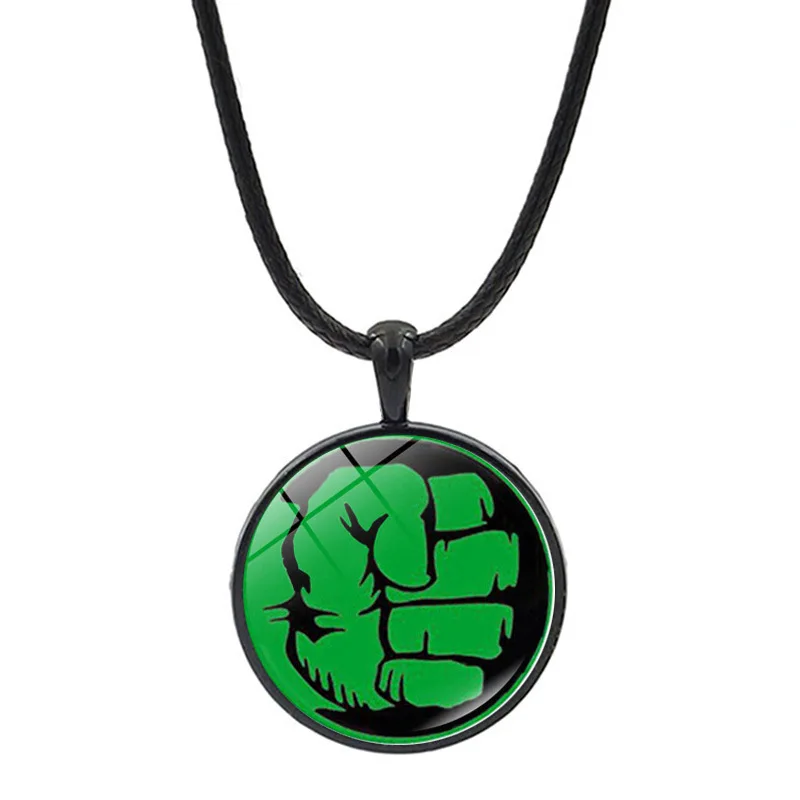 Hulk Spider-Man Shield Necklace Hero Reactor Pendant Euro-American Black Rope Sweater Chain