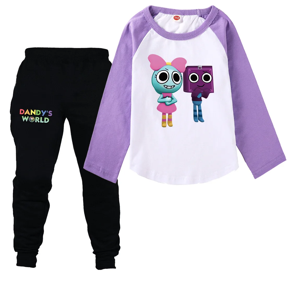 New Game Dandys World T Shirt Kids Cartoon Dandy's World Clothes Toddler Girls Long Sleeve Tops Pants 2pcs Set Children Clothing