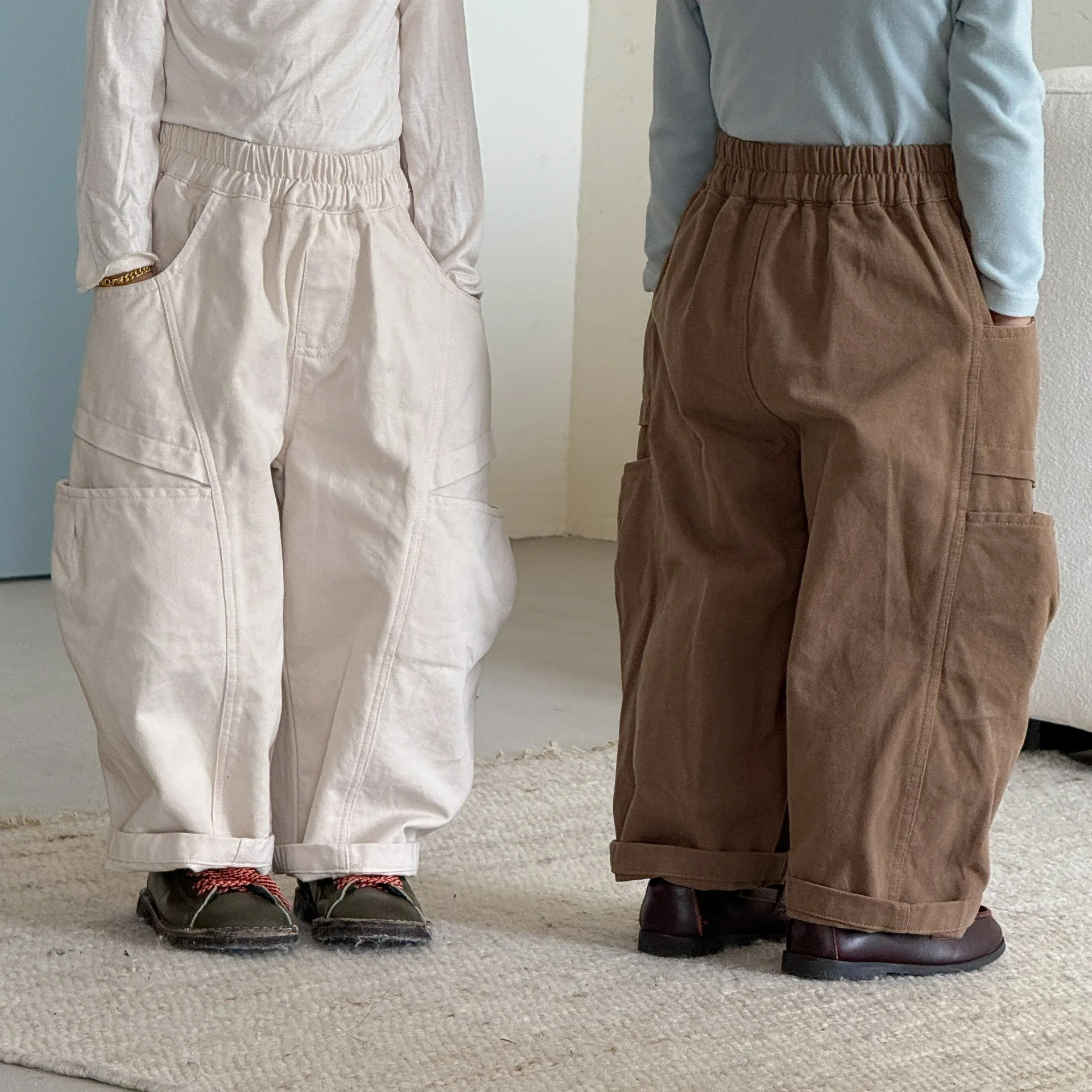 2026 Autumn New Children Loose Trousers Solid Girls Wide Leg Pants Boys Simple Casual Pants Fashion Kids Clothes