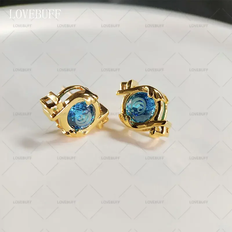 Game Impact Fontaine Ousia Pneuma Eye of God Earrings Romantic Crystal Stud Earring Statement Geometric Earrings Jewelry Gift