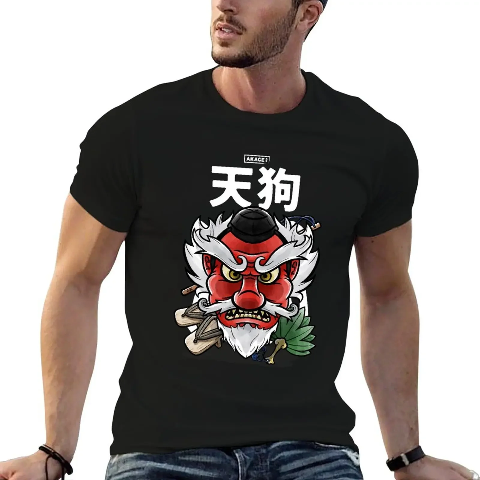 The angry yokai Tengu face T-Shirt oversized graphic tee tshirts personalised fashion shirts Men's clothing