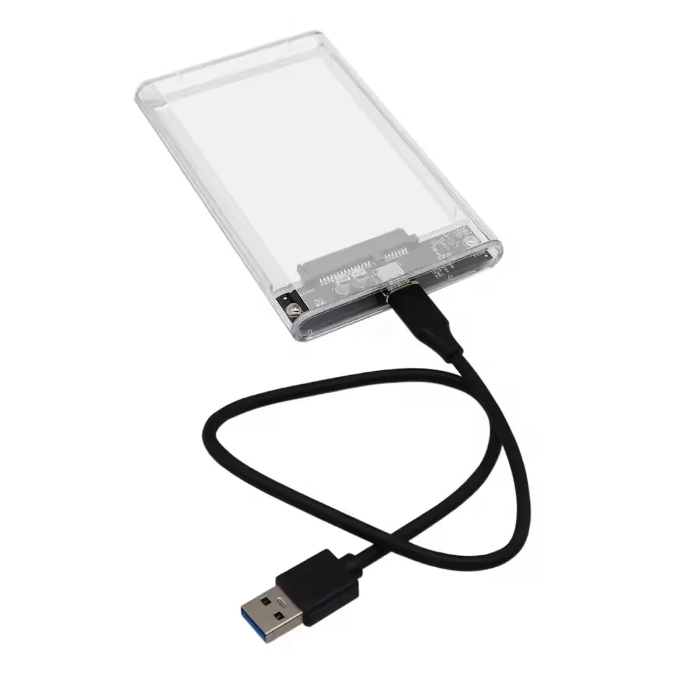 Caixa de disco rígido móvel usb 3.0/2.0/3.1 para tipo c cabo sata 2.5 polegadas 50cm suporte 6tb transparente móvel disco rígido ssd
