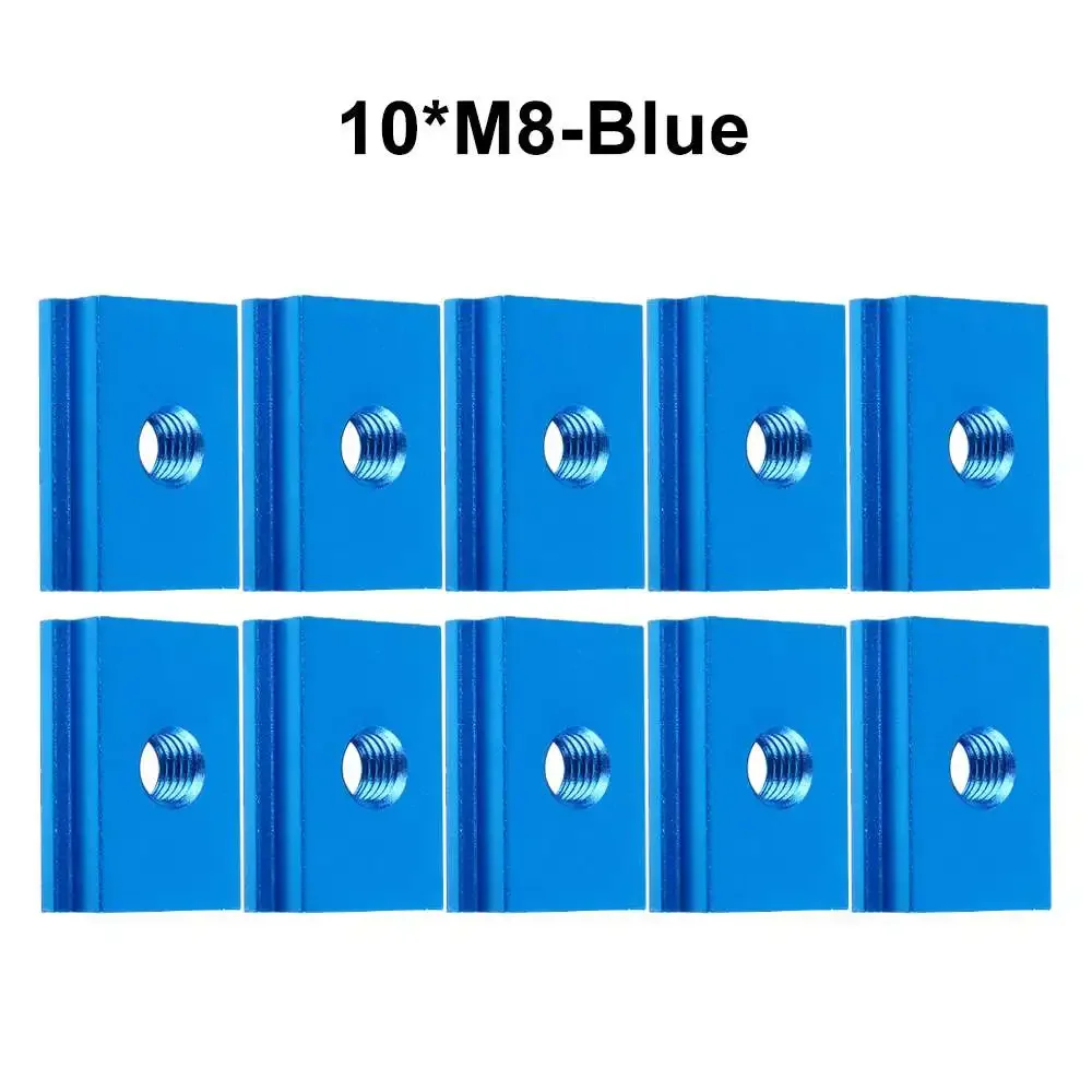 10Pcs 25mm Red/Blue M8 T Slot Nut Slider Aluminum Alloy For Dedicated T Track Table Saw/Drill Workbench DIY Woodworking Use