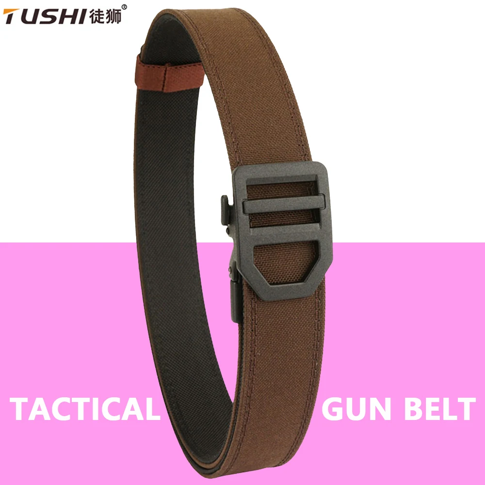 

TUSHI Tactical Belt Quick Release Metal Buckle Police Duty Military Belt for Men Gun Belts EDC Outdoor Girdle IPSC Accessories
