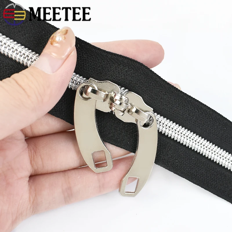 1/2/5Pairs Meetee 5#8#10# Nylon Zipper Slider Lock Hole Zip Head for Luggage Zips Bag Zippers Repair Kits DIY Sewing Accessories - Image 5
