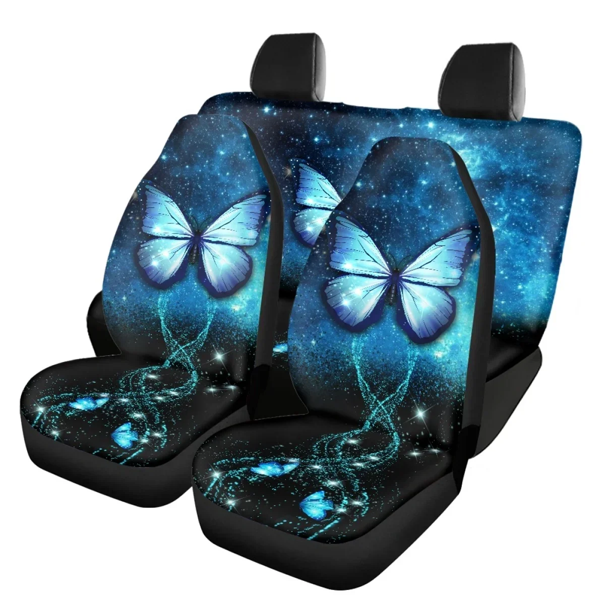 Easy to Intall Car Seat Cover Set Blue Butterflies Galaxy 3D Print Automation Seat Protecter High Elasticity Cushion Covers 2024