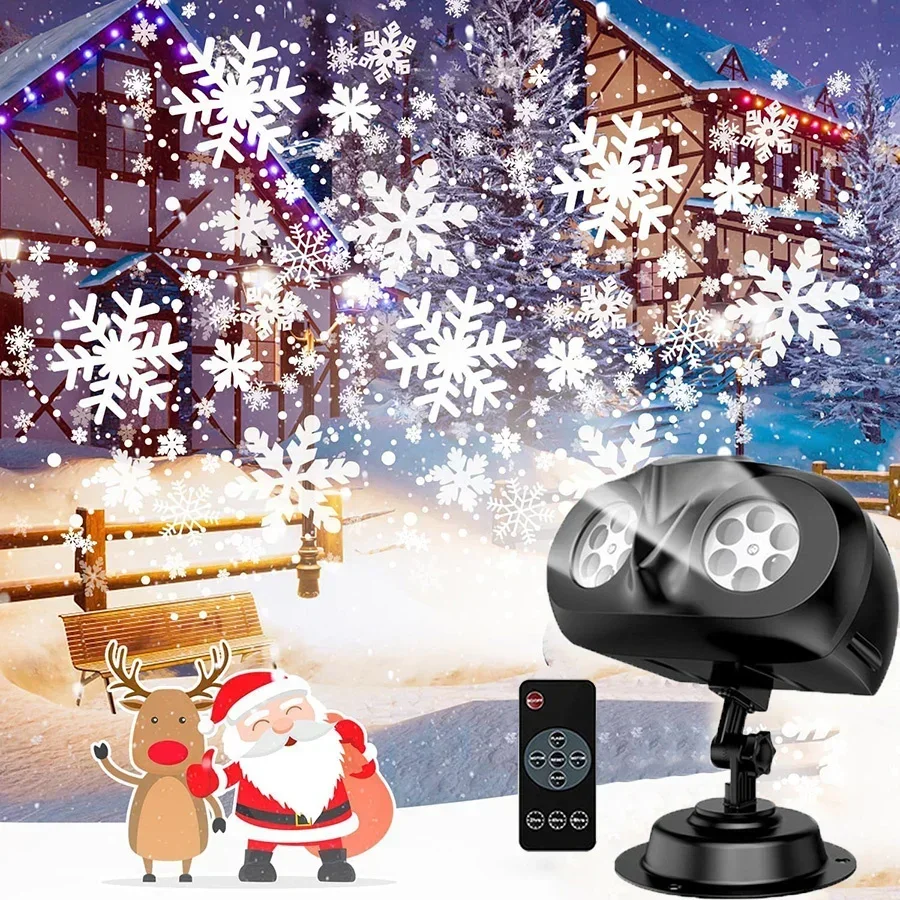 2025 High Brightness Christmas Snowfall Projector Light Outdoor Double Head LED Snowflakes Projector Light for Holiday Decor