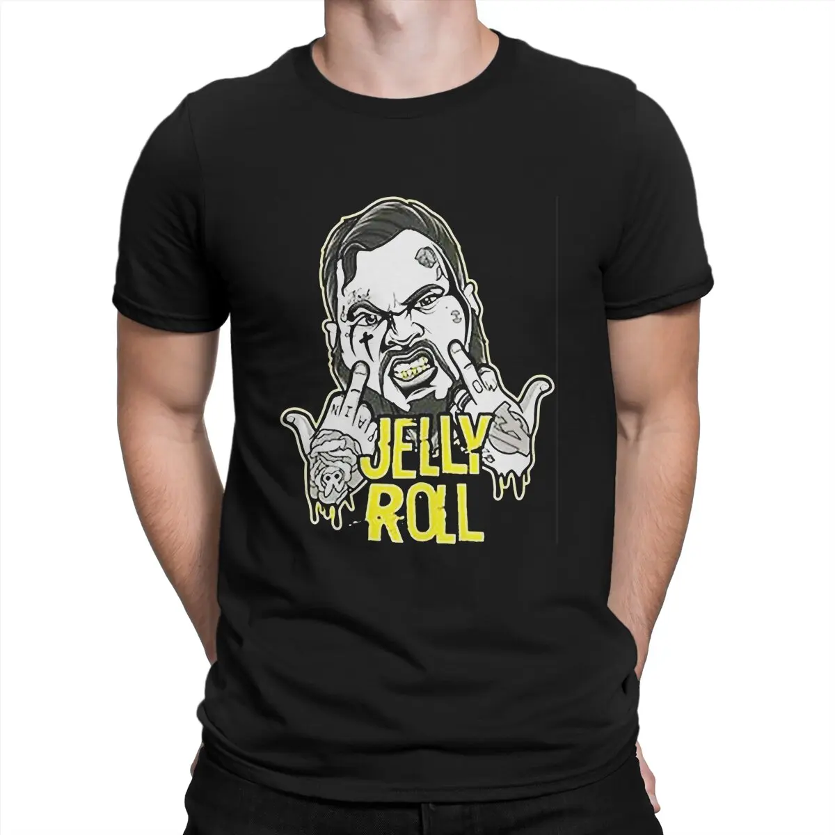 Men T-Shirt Rap Singer Cool 100% Cotton Tees Short Sleeve Jelly Roll Singer T Shirt Round Collar Tops Printing