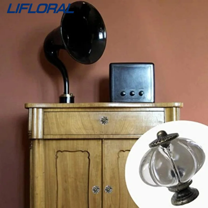 20 ชิ้นลูกบิดโปร่งใสฟักทองโต๊ะเครื่องแป้งลูกบิดโบราณ retro ตกแต่ง DIY จับจับเฟอร์นิเจอร์ลิ้นชัก