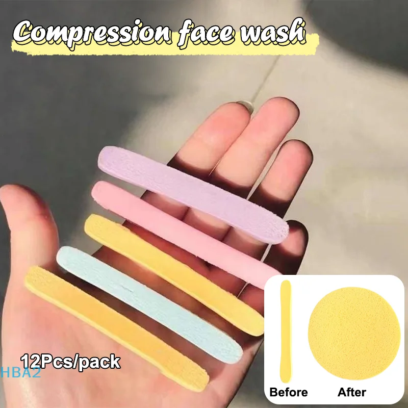 

12Pcs Compressed Facial Sponge For Estheticians Face Round Cleansing Sponge Makeup Removal Sponge Pad Exfoliating Spa Washing