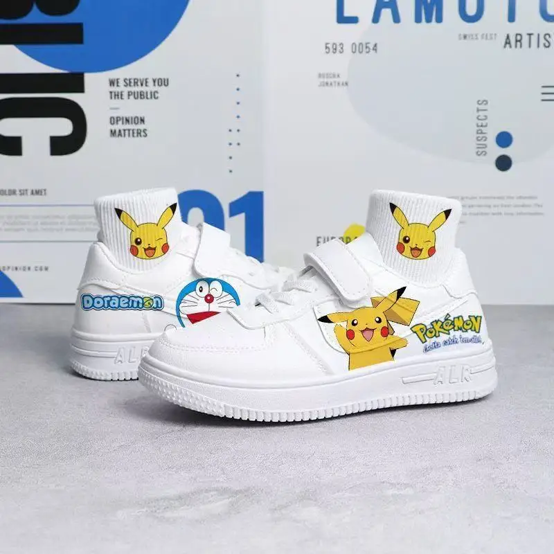 trasporto di goccia 2025 nuova primavera inverno Doraemon Pikachu cartone animato più grandi dimensioni bianche scarpe di tela per bambini scarpe da studente per le donne