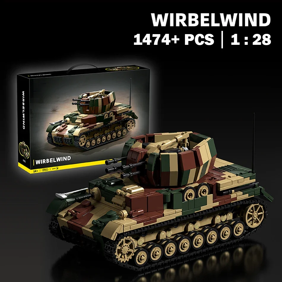 WOII Duitse Flakpanzer IV Sd.Kfz.161 Panzer IV Tank Bouwstenen Anti-vliegtuigkanon Model Soldaten Stenen Speelgoed voor Kinderen Cadeau