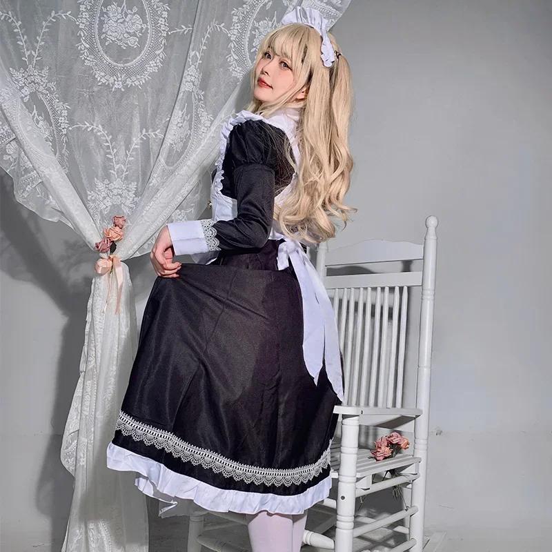 Costumes de cosplay d'aristocratie britannique pour femmes, robe de femme de chambre à manches longues, serveuse en dentelle japonaise Kawaii, uniforme de femme de chambre café, grande taille