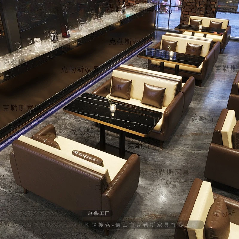 

Retro old American coffee house sofa double bistro bar dining bar dining table and chairs western restaurant table and chair com