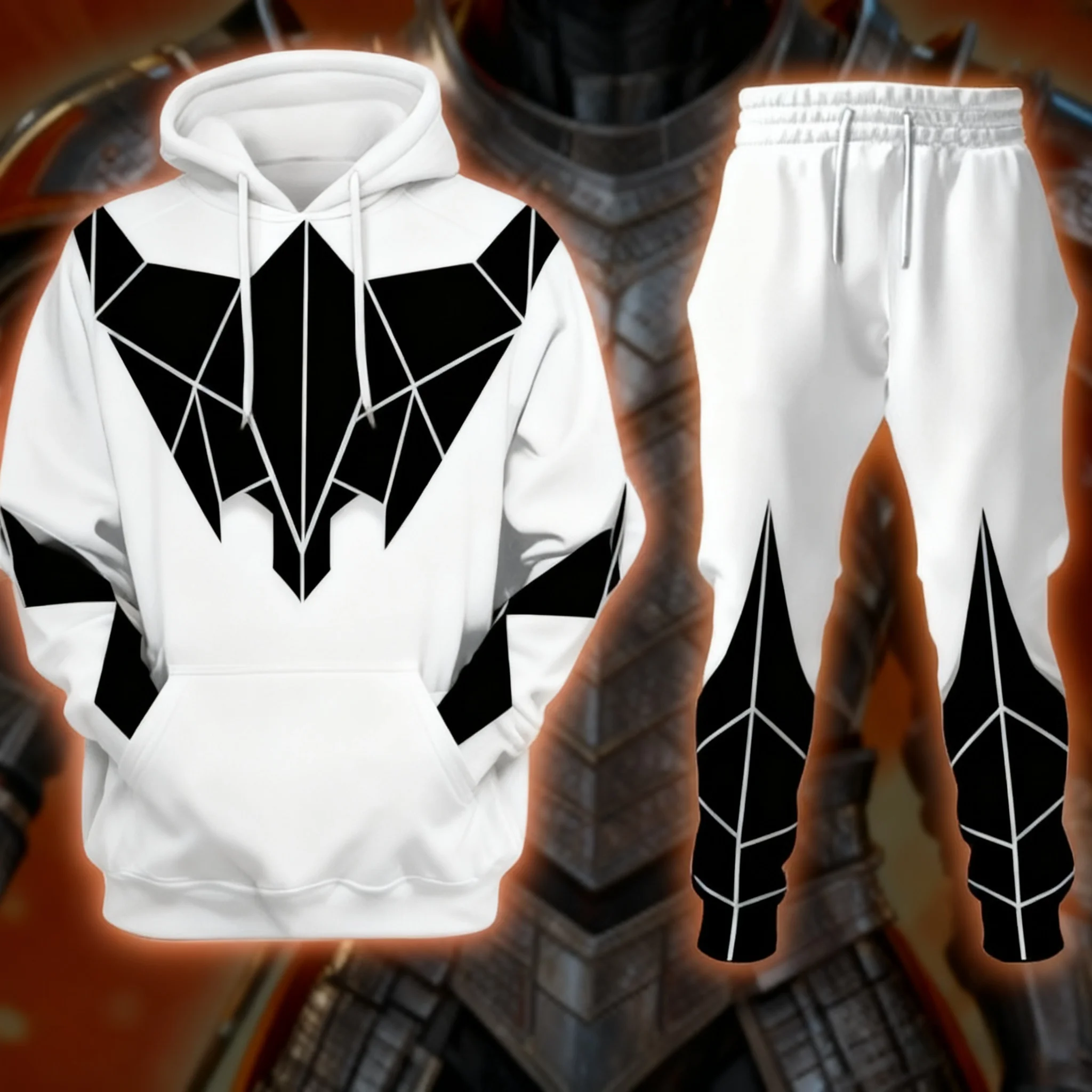Popular Cherry Blossom Pattern Cosplay Hoodies Pants Suit 3D Pegasus Print Anime Sweatshirt 2pcs Set Men Sports jogging Set