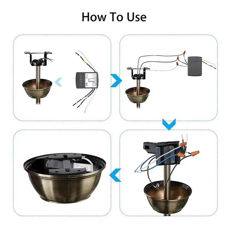 ABJF-Lampu Kipas Langit-langit Kit Remote Control Peredup Lampu Nirkabel dengan Fungsi Pengatur Waktu untuk Sistem Penerangan Rumah Steker AS