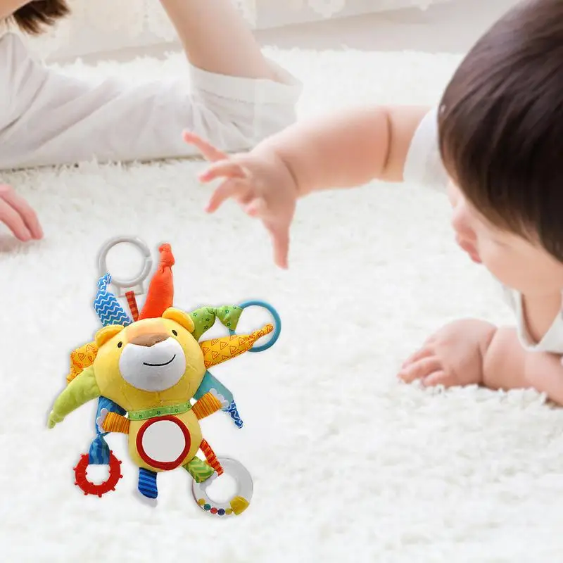 Leone Giocattoli sensoriali Forma di leone Peluche Passeggino Giocattolo di attività Seggiolino auto Giocattoli per bambini dai 0 ai 3 anni Il giocattolo del passeggino aiuta sviluppare le abilità motorie