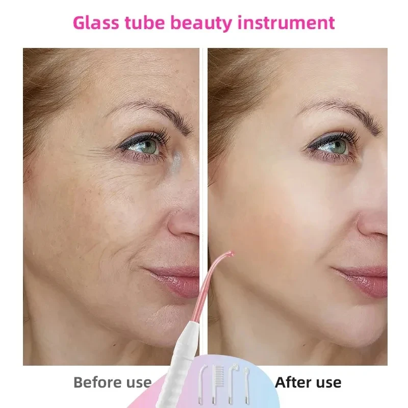 Machine à Tube de verre à électrode 4 en 1, baguette d'acné, Spa pour le visage, soins de la peau, électrothérapie