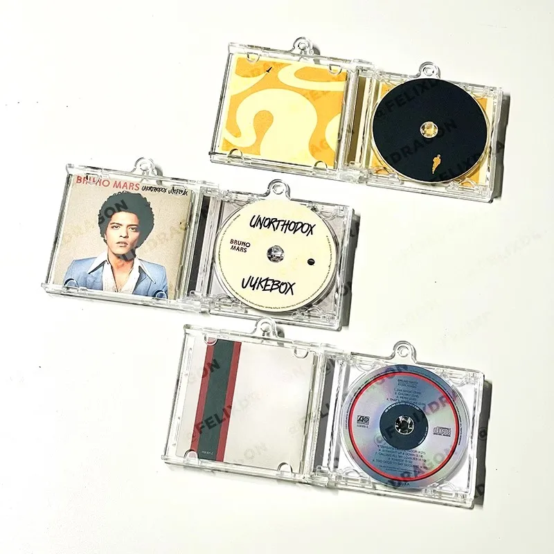 R&B Bruno Mars MINI Music CD Play Songs 24K Magic Album Unorthodox Jukebox Music Pendant Cosplay Necklace DIY Acrylic Key ring