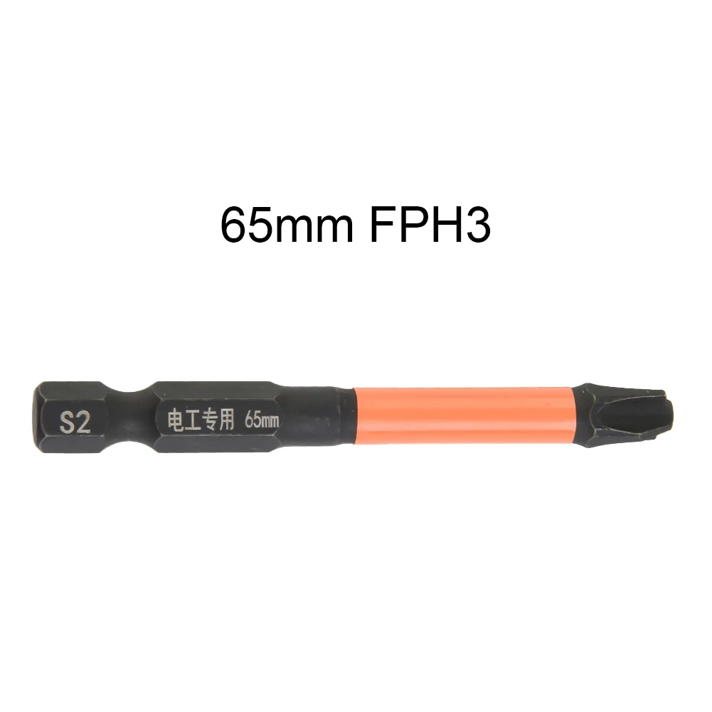 1pc FPH1/FPH2/FPH3 Magnetic Special Cross Screwdriver Bit Aloy Steel Phosphating Black Treatment For Electrician 65-150mm