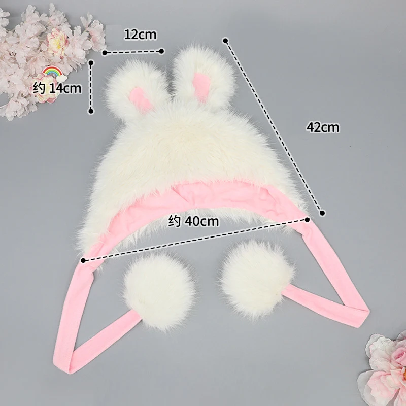 Chapeau Lolita mignon et moelleux pour femmes, couvre-chef oreilles de lapin en fourrure, couvre-chef en peluche, accessoires de spectacle de Cosplay Anime