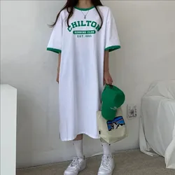 Women Dresses Short Sleeve Letter Printed Spring Summer Korean Fashion Vestidos Harajuku Streetwear Female T-shirts Dress