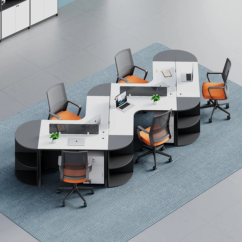 Office four five six persons screen staff office desk and chair combination simple modern Office desk set Assembled version