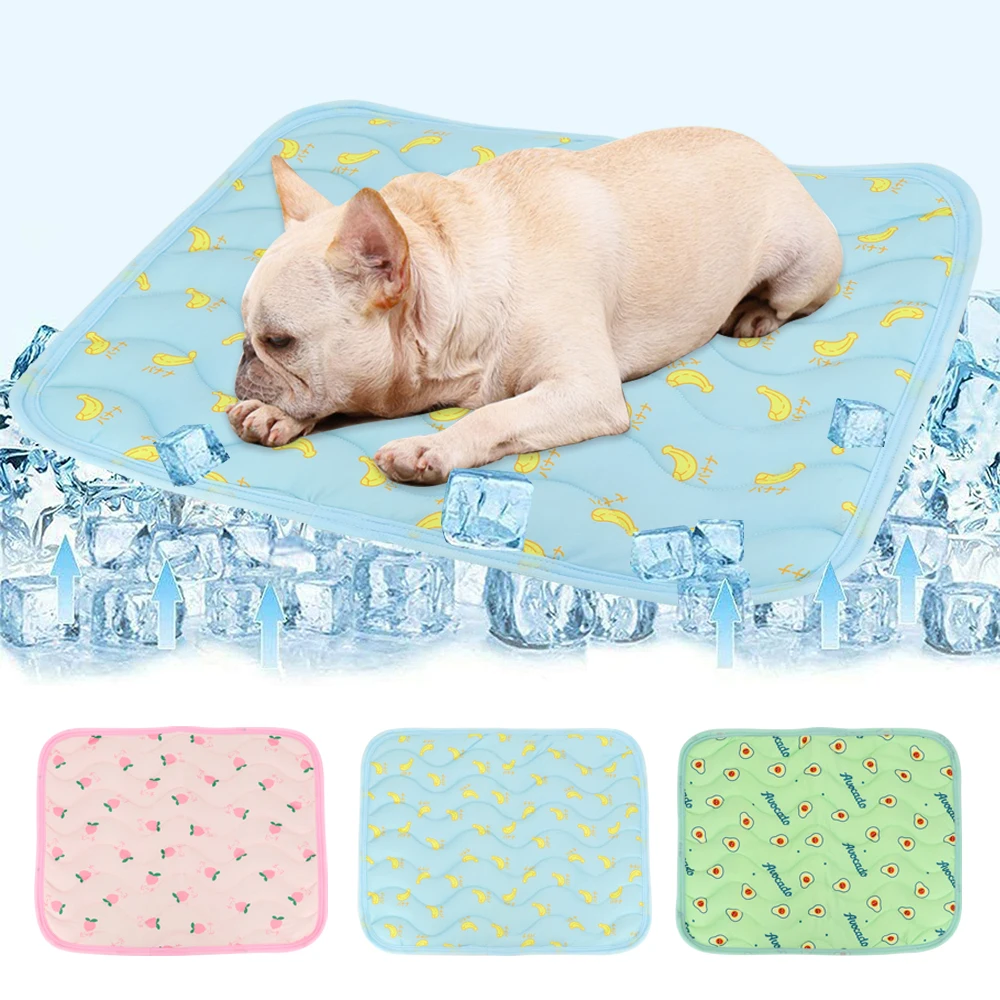 Super Cool Dog Mat Cooling Summer Pet Ice Pad Mats Washable Dogs Sleeping Bed Avocado Print For Small Medium Large Dogs Cats