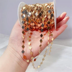 1 Meter Gold Color Plated Rhombus Link Chains for Diy Jewelry Making Accessories Hair Garment Tassel Chain Copper Material