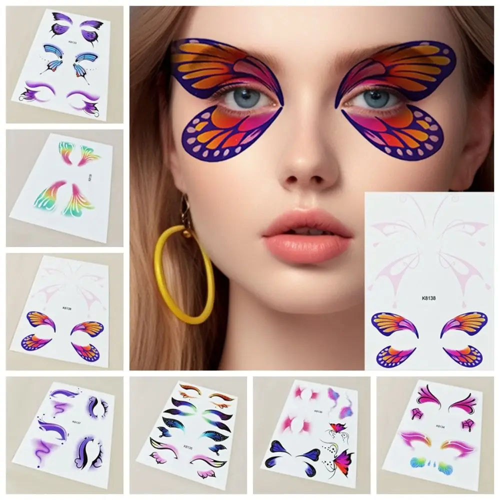 

Fairy Butterfly Eye Tattoo Stickers Colorful Waterproof Disposable Tattoos Sticker Temporary Long-lasting Butterfly Fake Tattoos