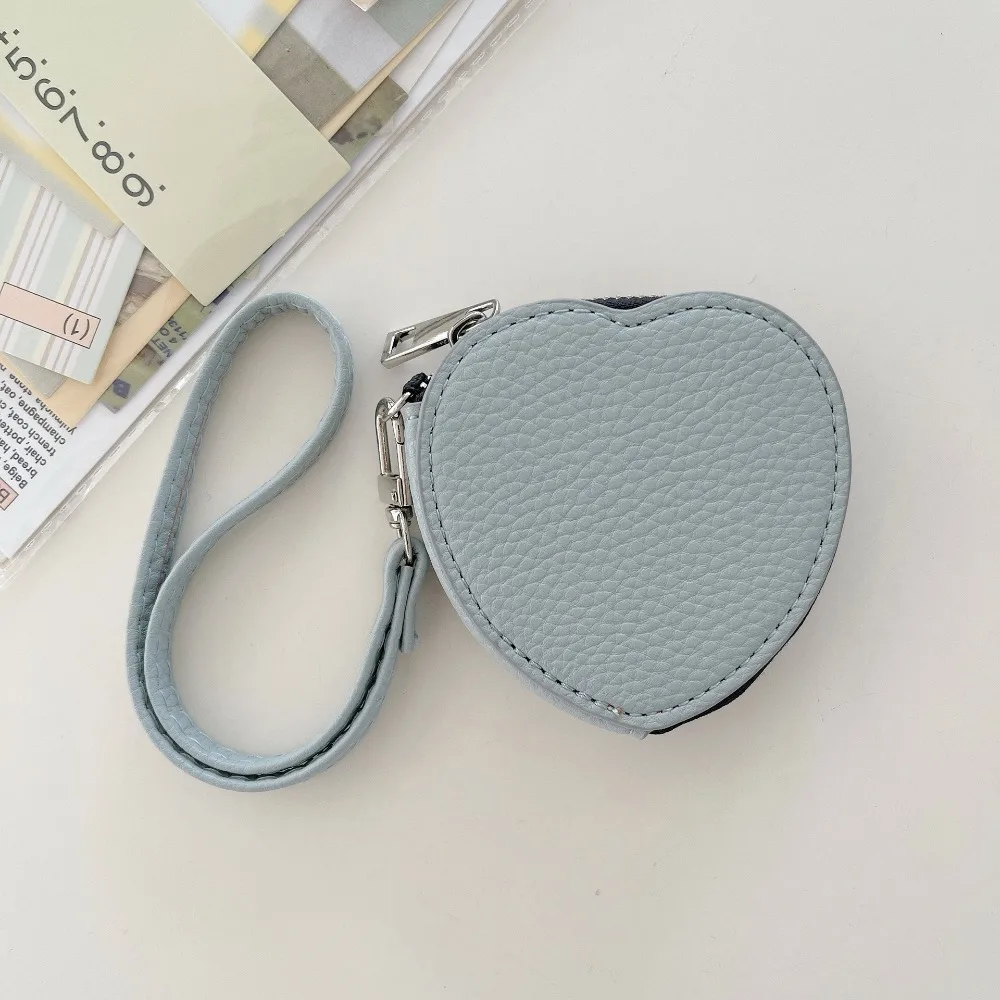 PU Leather Earphone Protective Case Lychee Pattern Korean Style Bluetooth Earphone Bag Sweet Lightweight Small Coin Pouch Woman