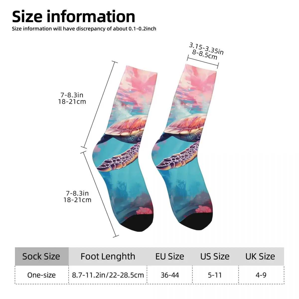 Sea Turtle Jellyfish Sock Printed Man Polyester