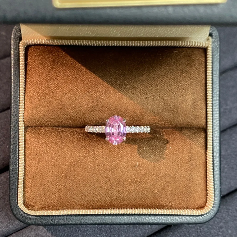 5X7mm Cultivation Color Treasure Morgan Powder S925 Sterling Silver Ring Women's Light Luxury Niche Jewelry  High-end Jewelry
