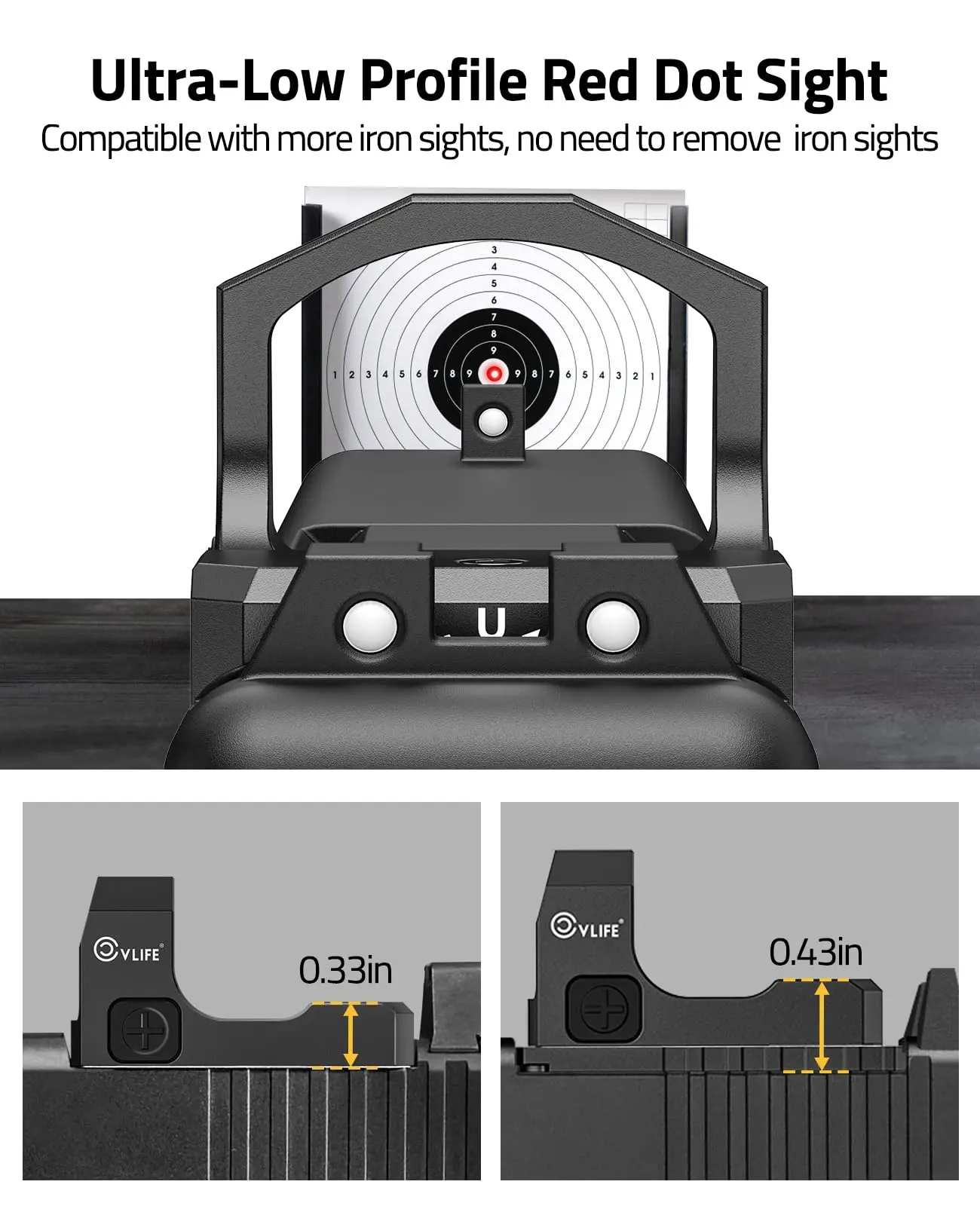 WolfCloak X02 Motion Awake Red Dot Sight RMR Cut Footprint 3MOA Open Reflex Optics Sight 24mm Lens Adapter MOS 21mm Picatinny Ba