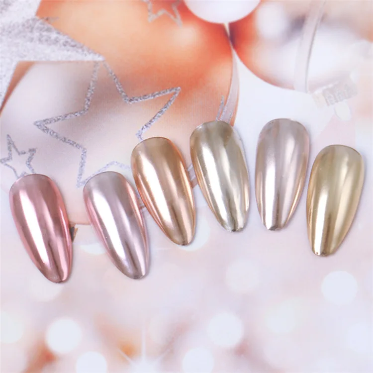 네일파츠 Metallic Effect Nail Mirror Glitter Powder Mirror Effect Shimmer Chrome DIY Reflective Gel Polish Manicure Decors