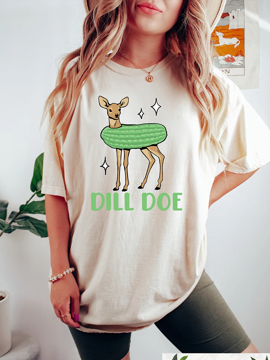 Dill Pickle Comfort Shirts Funny Men's Gifts Dill Doe Tee Inappropriate Dark Humor Trendy Pickle Shirt Casual Y2K Top Streetwear