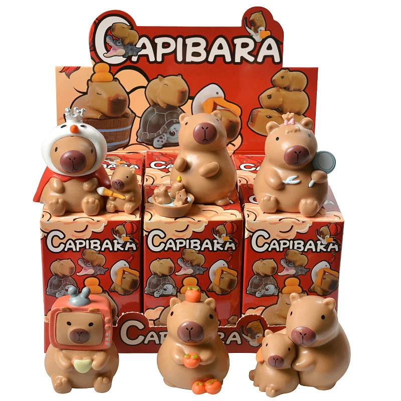 6Pcs/Set Blind Box Capybara Animals Figure Model Doll Collection Decoration Toy For Children\'s Gift