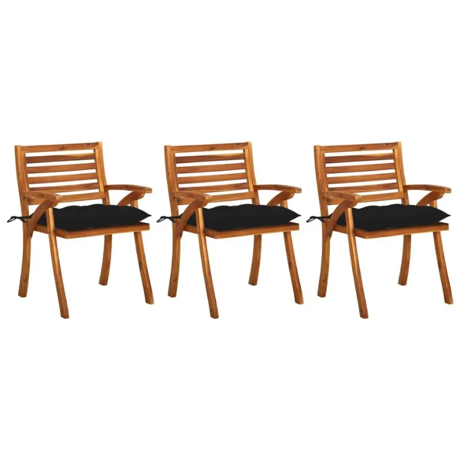

Patio Dining Chairs with Cushions 3 pcs Solid Acacia Wood
