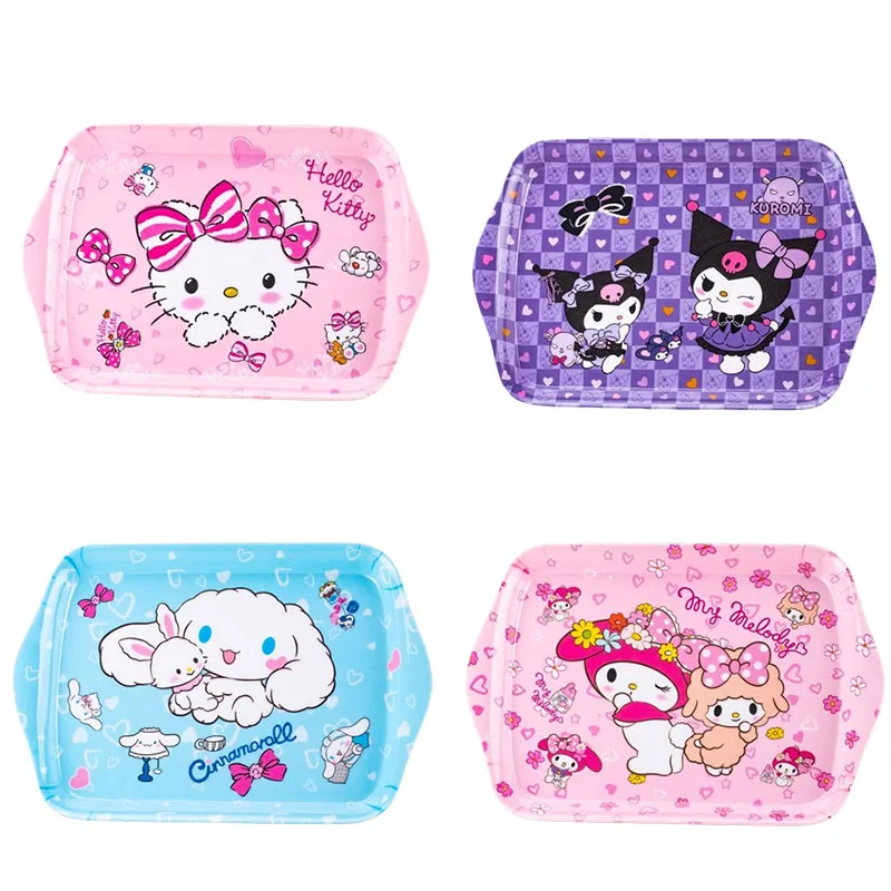 Kawaii Hello Kitty Sanrio Plate Kuromi My Melody Cinnamoroll Large Capacity Cartoon Cute Children Household Snack Fruit Tray