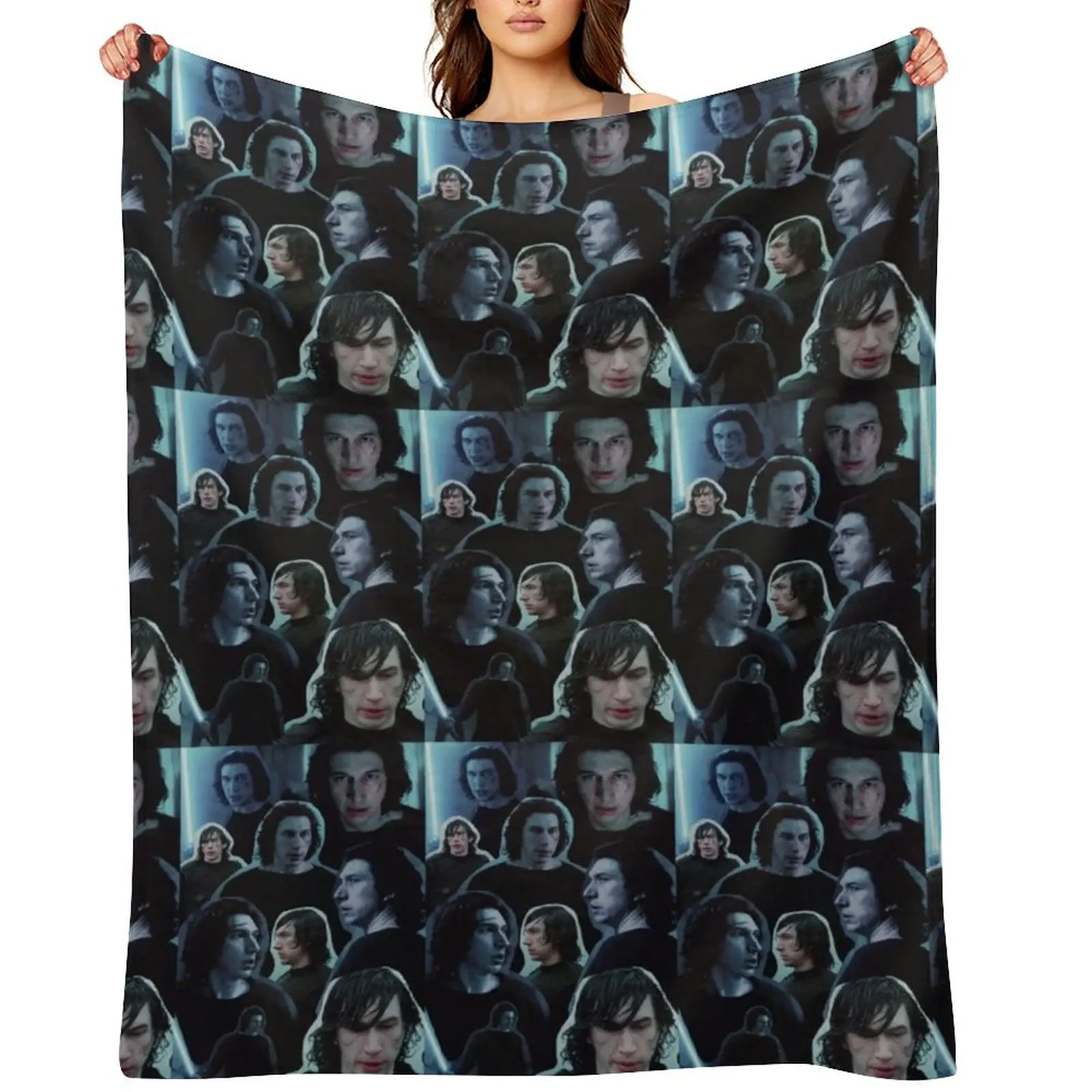 

Adam Driver as Ben Solo Collage Edit Throw Blanket Decorative Sofas christmas decoration Beach Retros Blankets