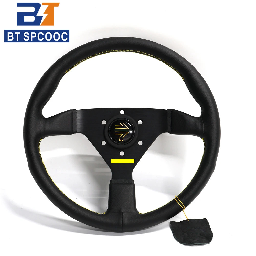 

V2 13inch 320mm Real Leather Racing Steering Wheel JDM Car Sport Drift Steering Wheel Modified Yellow