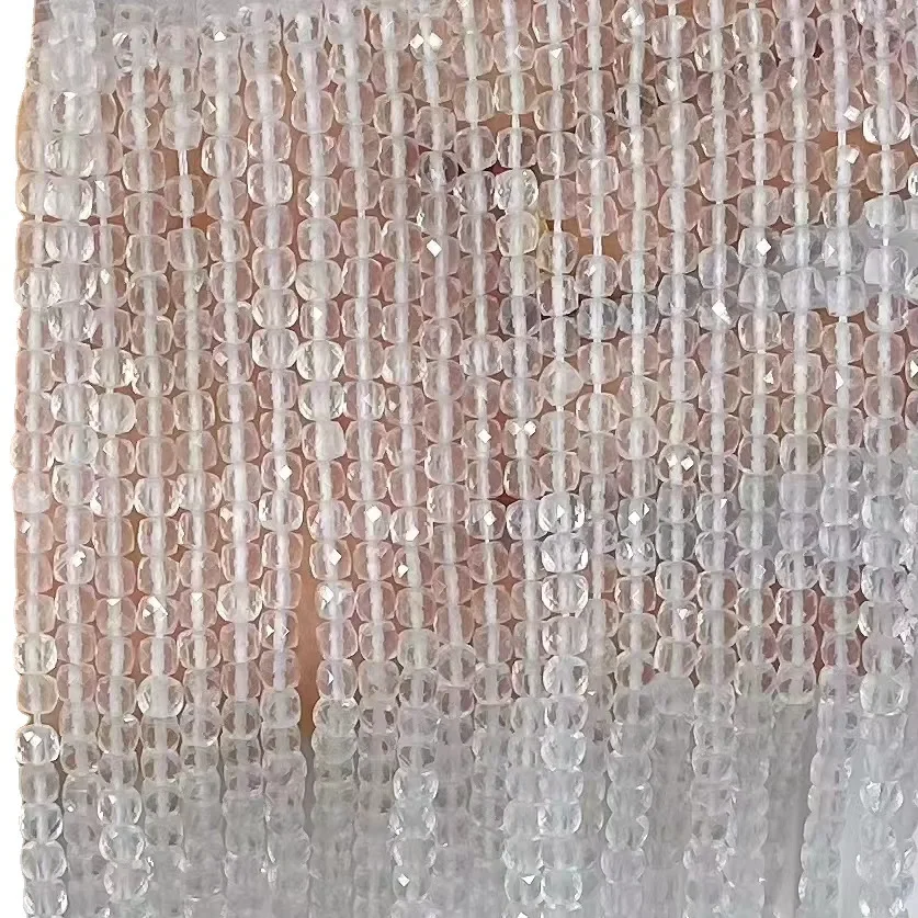 Natural White Crystal  Cube Facted, Crystal Square Loose Bead JewelryDIY Bracelet Necklace38cm Manufacturer Wholesale