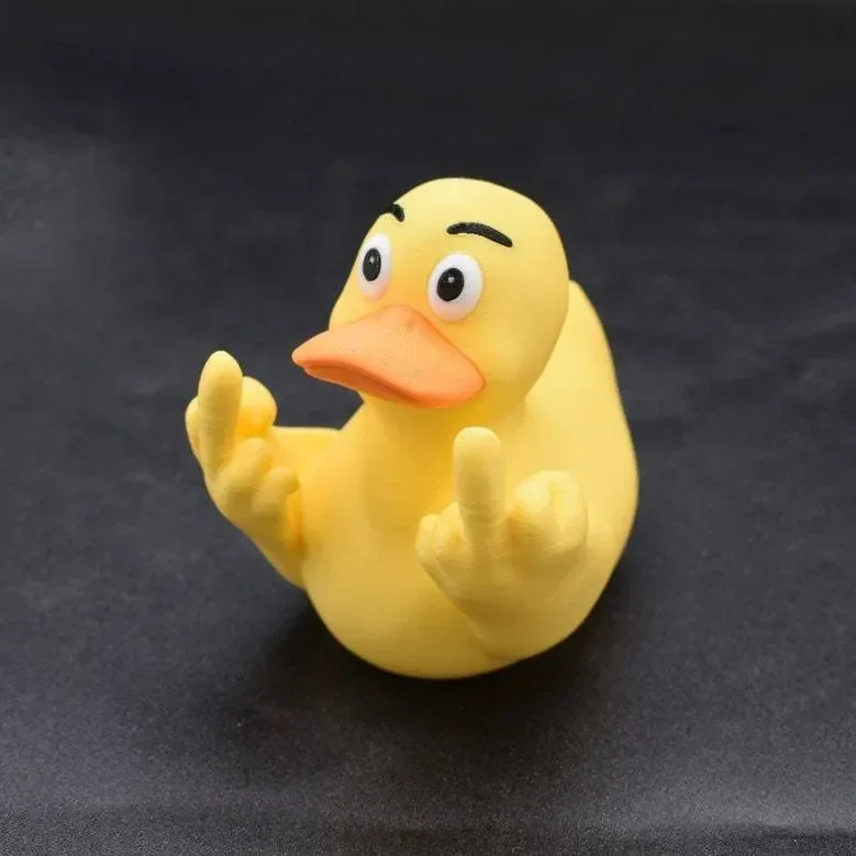 Duck for Jeep Car Truck Dashboard Interior Middle Finger Duck Rubber Ducks Finger Bidem with Us Flag Pattern Small Yellow view 3