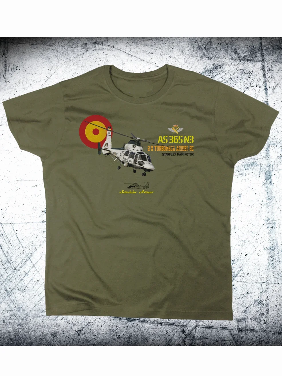 Spanish Air Force AS 365 Dauphin Helicopter T-Shirt. Premium Cotton Short Sleeve O-Neck Mens T Shirt New S-3XL