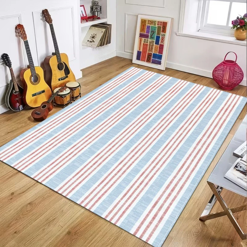 Braun gestreifter großer Teppich, moderne weiche Bodenmatte für Wohnzimmer, Schlafzimmer, Teppich für Couchtisch und Nachttisch