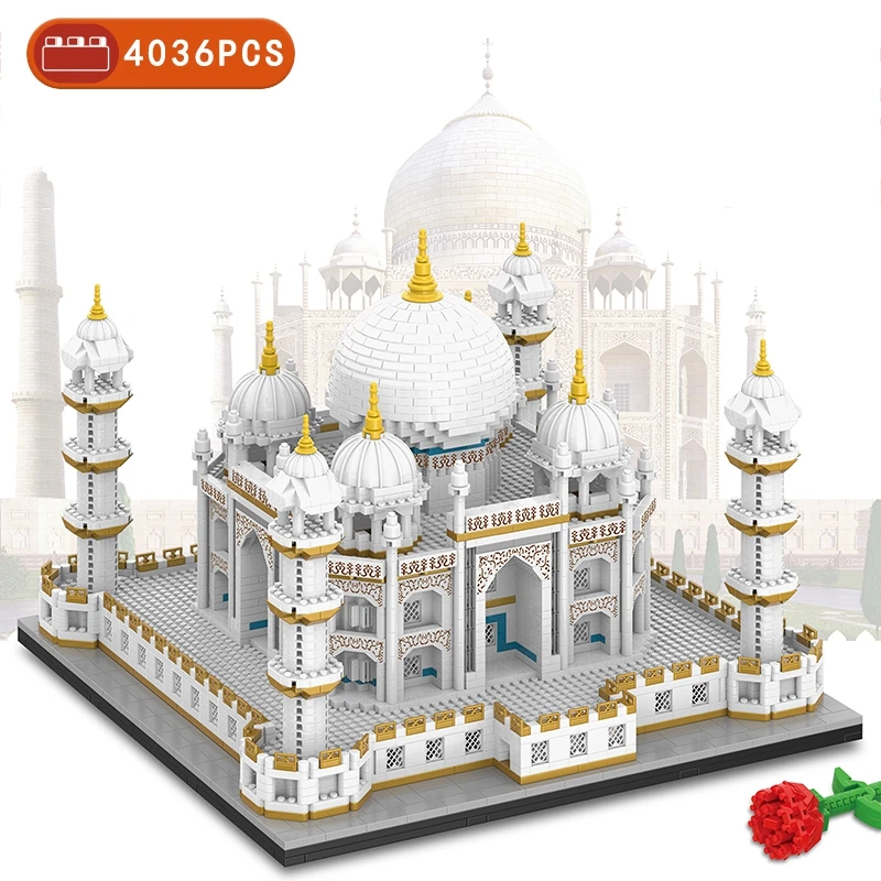 MOC – Mini briques de ville Taj Mahal, 4036 pièces, Architecture célèbre mondiale, Micro modèle indien, blocs de construction, ensembles créatifs,