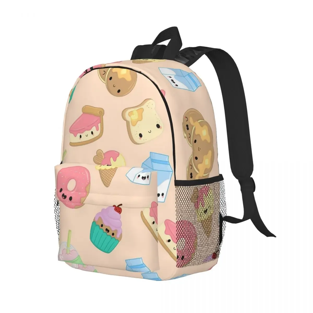 Kawaii Frühstücks süßigkeiten-nahtlose Muster Rucksäcke Jungen Mädchen Bücher tasche lässige Kinder Schult aschen Reise Rucksack Umhängetasche