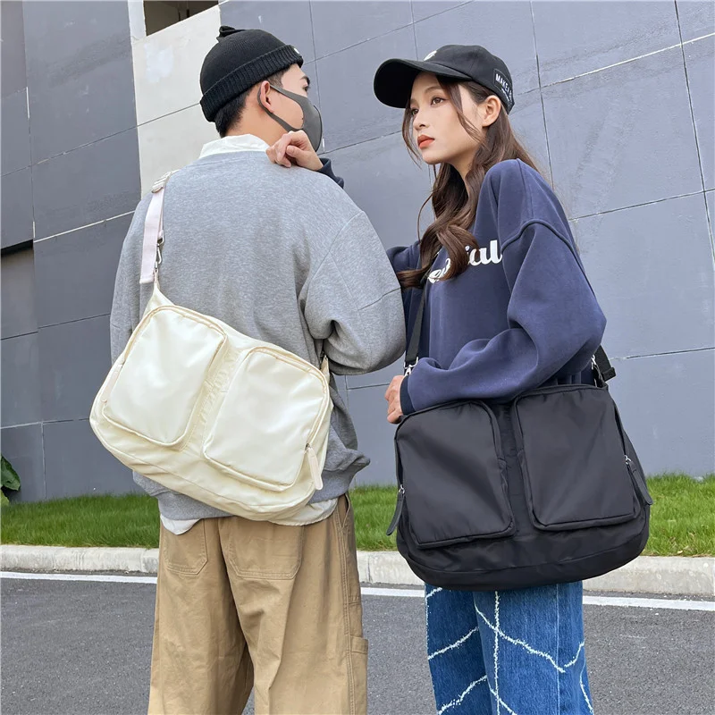 

Tilorrraine solid color double pocket locomotive messenger bag 2024 street style new single shoulder crossbody bags for women