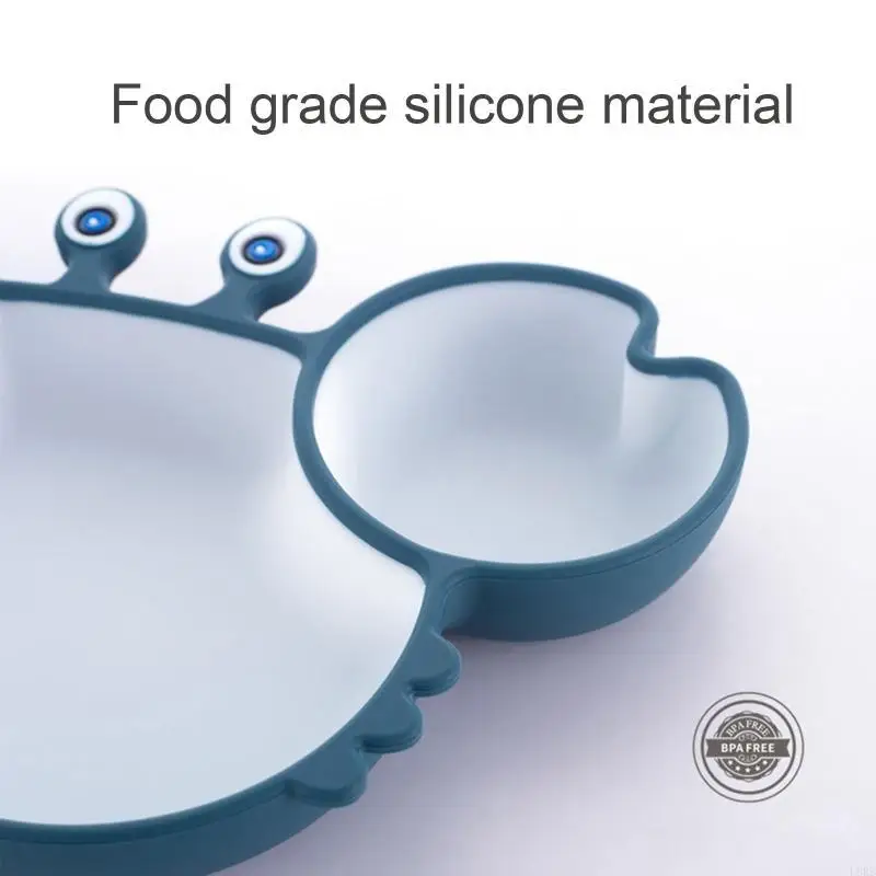 الكرتون السلطعون الطفل شفط السلطانية مقسمة طبق عشاء الرضع تعلم طبق التغذية BPA خالية سيليكون ثنائي اللون السلطانية ل L8RB #3